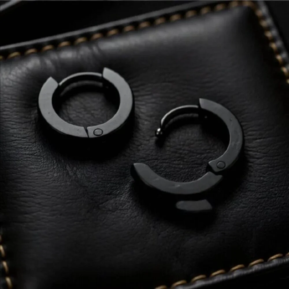 Stainless Steel Gunmetal Black Huggies | Unisex | Men | Women | Huggies | Hoops